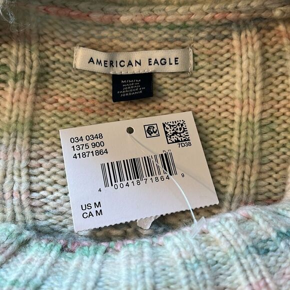 New! American Eagle AE Whoa So Soft Cable Knit Sweater Cozy & Colorful Size M - Picture 12 of 16